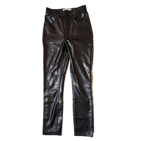 Abercrombie & Fitch The Skinny High Rise Pants - Size 23 Shiny Black - Picture 1 of 8